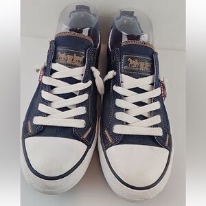 Levis Shoes Womens 7 Stan G Sneaker Blue Denim Lace Up Low Top Comfort